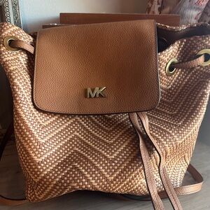 Michael Kors Brown Woven Junie Backpack